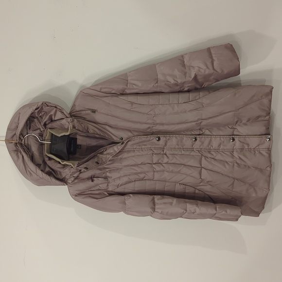 London Fog Down‎ Jacket Long Line Tan Hooded size Large - Picture 1 of 12